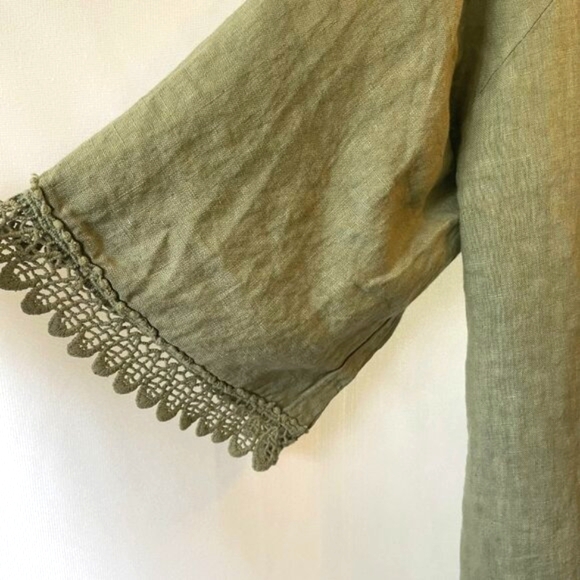 Valentina Naldi Made in Italy 100% Linen Cardigan Shawl Sage Green Medium - Picture 6 of 9